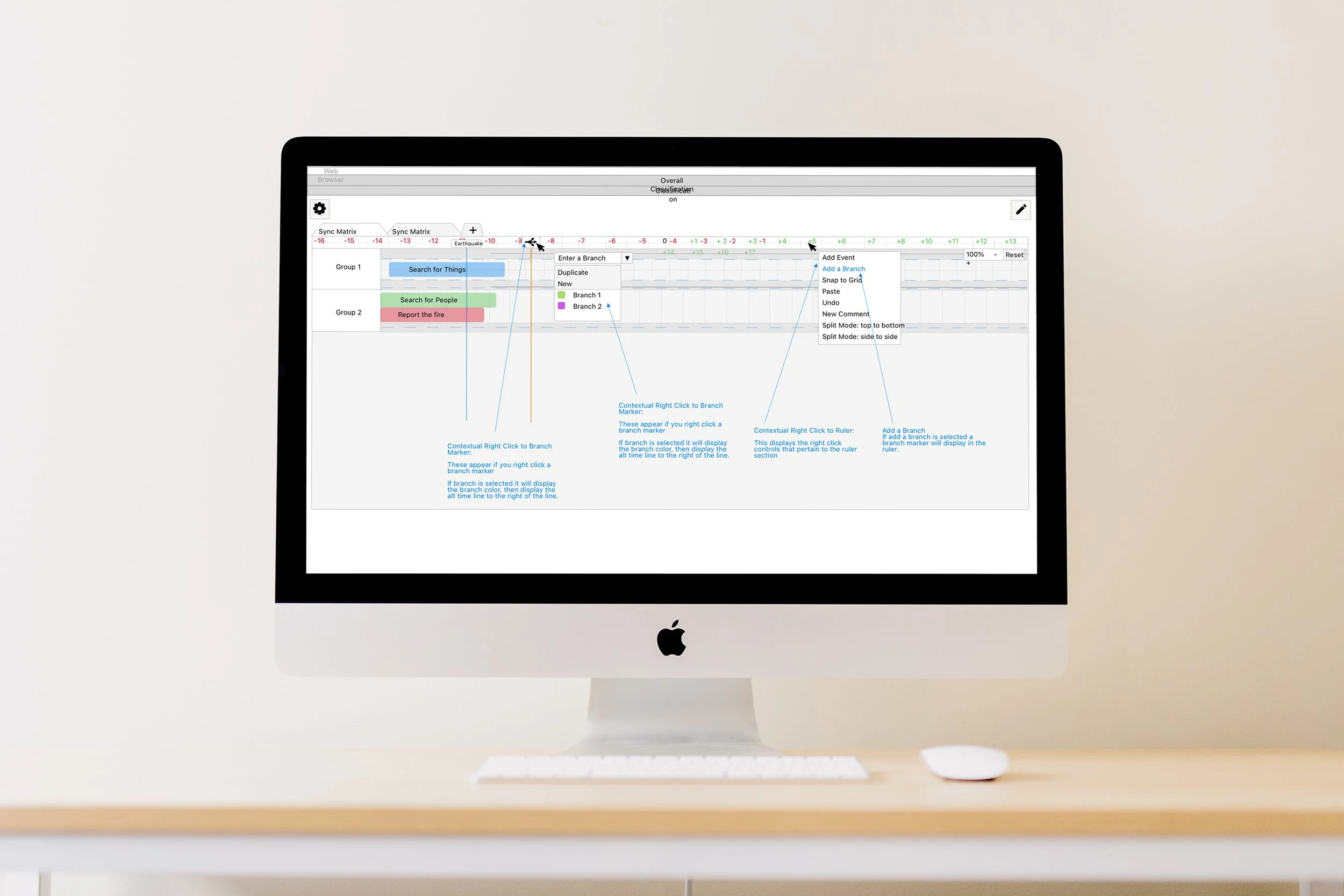 Time path UI — inserting actions